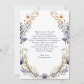 Blue Wildflower Wreath Baby shower dank u kaart (Voorkant)