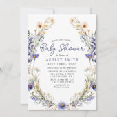 Blue Wildflower Wreath Waterverf Baby shower Kaart (Voorkant)