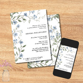 Blue Wildflowers Afstudeerfeest Kaart