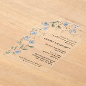 Blue Wildflowers Afstuderen Arch Acryl Uitnodigingen (Laagn)