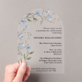 Blue Wildflowers Afstuderen Arch Acryl Uitnodigingen (Insitu (Draagbaar))