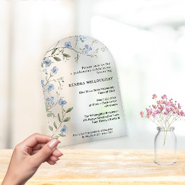 Blue Wildflowers Afstuderen Arch Acryl Uitnodigingen