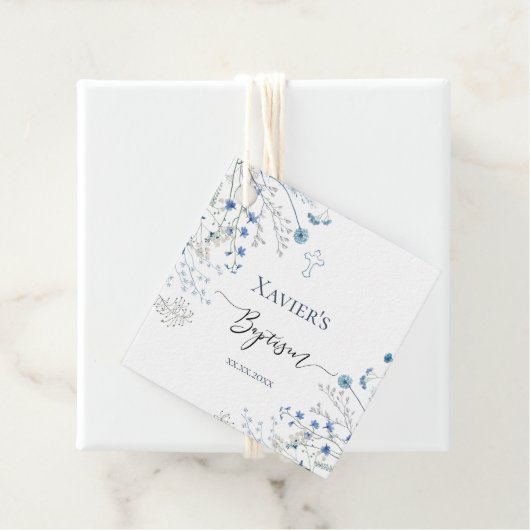 blue wildflowers Baptism Bedankjes Labels (In situ)