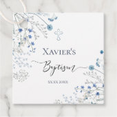 blue wildflowers Baptism Bedankjes Labels (Voorkant)