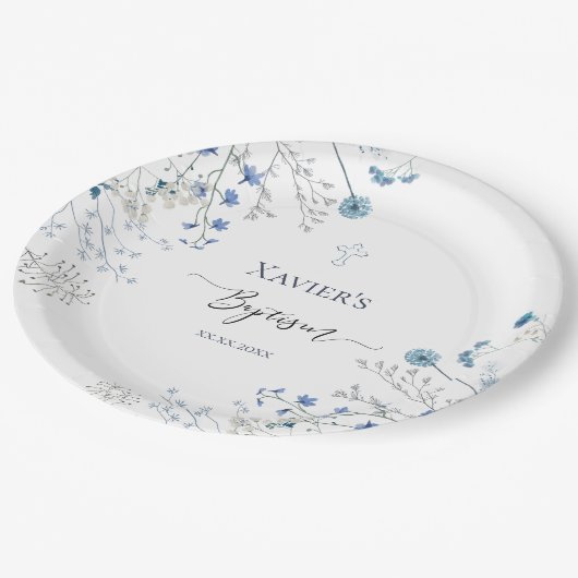 blue wildflowers Baptism Papieren Bordje (Gekanteld)