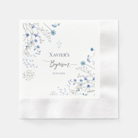 blue wildflowers Baptism Servet (Voorkant)