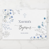 blue wildflowers Baptism Sparkling Wijnetiket (Enkel label)