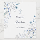 blue wildflowers Baptism Wijn Etiket (Enkel label)