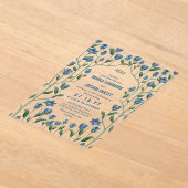 Blue Wildflowers  Bloemen Lijst bruiloft Acryl Uitnodigingen (Laagn)