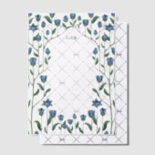 Blue Wildflowers  Floral Lijst Monogram Vellum Uitnodigingen (Offset (Uitnodiging))