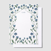 Blue Wildflowers  Floral Lijst Monogram Vellum Uitnodigingen (Offset)