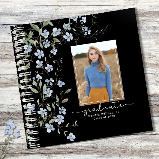 Blue Wildflowers Foto Afstuderen Gastboek Notitieboek