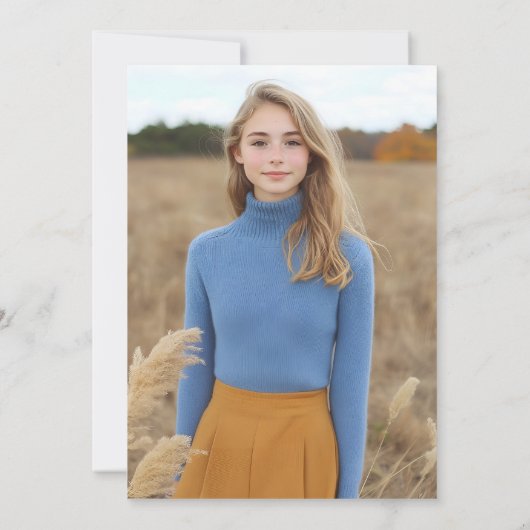 Blue Wildflowers foto Afstuderen uitnodiging (Achterkant)