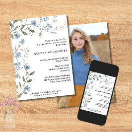 Blue Wildflowers Foto Homeschool Afstuderen Kaart