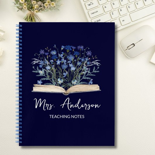 Blue Wildflowers Grow From Book Teacher Gift Notitieboek