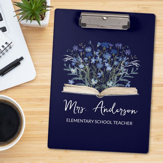 Blue Wildflowers Grow From Book Teacher Klembord