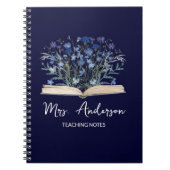 Blue Wildflowers Grow From Book Teacher Notebook Notitieboek (Voorkant)