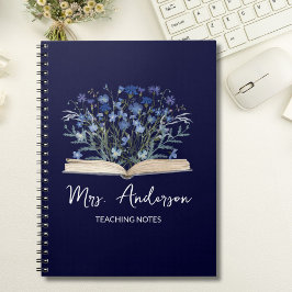 Blue Wildflowers Grow From Book Teacher Notebook Notitieboek