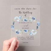 Blue Wildflowers Lijst Elegant Bewaar de datum Acryl Uitnodigingen (Insitu (Draagbaar))