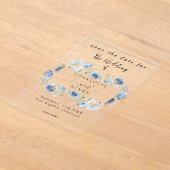 Blue Wildflowers Lijst Elegant Bewaar de datum Acryl Uitnodigingen (Laagn)