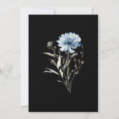 Blue Wildflowers Lijst Elegant Black Wedding Save The Date (Achterkant)