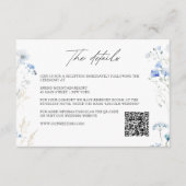 Blue Wildflowers Monogram Wedding Details QR Code Informatiekaartje (Voorkant)