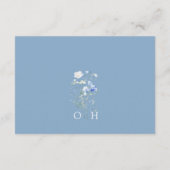 Blue Wildflowers Monogram Wedding Details QR Code Informatiekaartje (Achterkant)