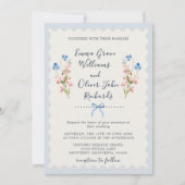 Blue Wildflowers Romantic Garden Wedding Kaart (Voorkant)