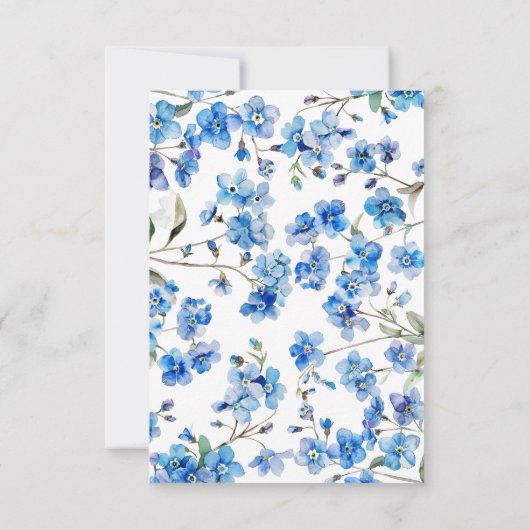 Blue Wildflowers Sympathy Memory Dank je wel kaart (Achterkant)