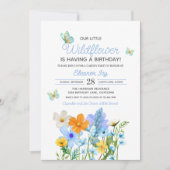 Blue Wildflowers Theme Girl's Birthday Kaart (Voorkant)