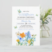 Blue Wildflowers Theme Girl's Birthday Kaart (Staand voorkant)