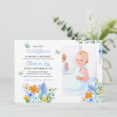 Blue Wildflowers Theme Girl's verjaardagsfeestje Kaart (Staand voorkant)