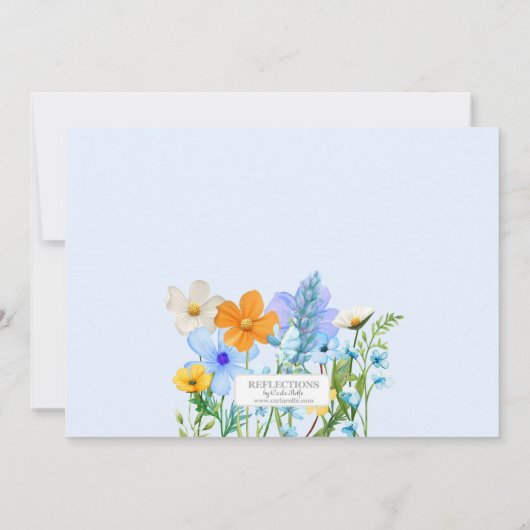 Blue Wildflowers Theme Girl's verjaardagsfeestje Kaart (Achterkant)