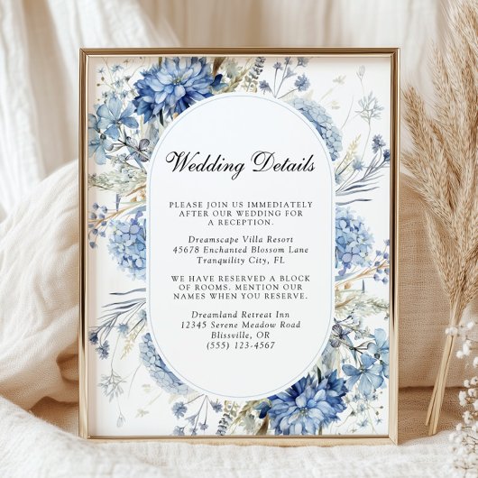 Blue Wildflowers Waterverf Floral Wedding Details