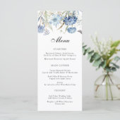 Blue Wildflowers Waterverf Floral Wedding Menu (Staand voorkant)