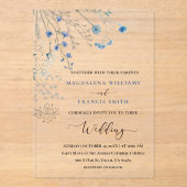 blue wildflowers wedding acryl uitnodigingen (Voorkant)