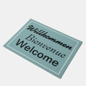 Blue Willkommen Bienvenue Welkom Meertalig Deurmat (Schuin)