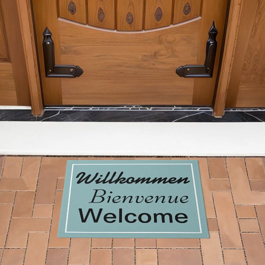 Blue Willkommen Bienvenue Welkom Meertalig Deurmat