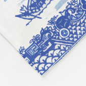 Blue Willow Animal Pagoda Asian Pattern Fleece Deken (Hoek)