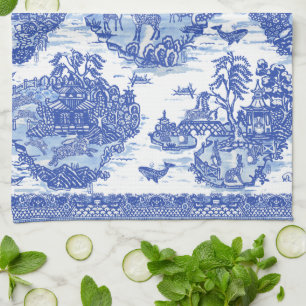 Blue Willow Animal Pagoda  oosters Toile Theedoek
