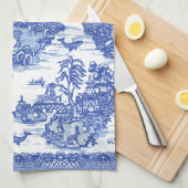 Blue Willow Animal Pagoda oosters Toile Theedoek (Quarter Fold)