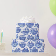 Blue Willow Animal Rabbit Deer Fox Toile