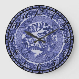 Blue Willow Blue and White China Bord Clock Grote Klok
