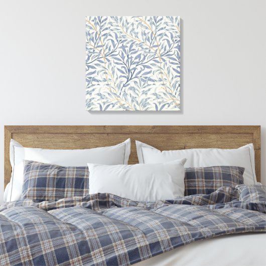 Blue Willow Bough (door William Morris) Canvas Afdruk (Insitu (Slaapkamer))