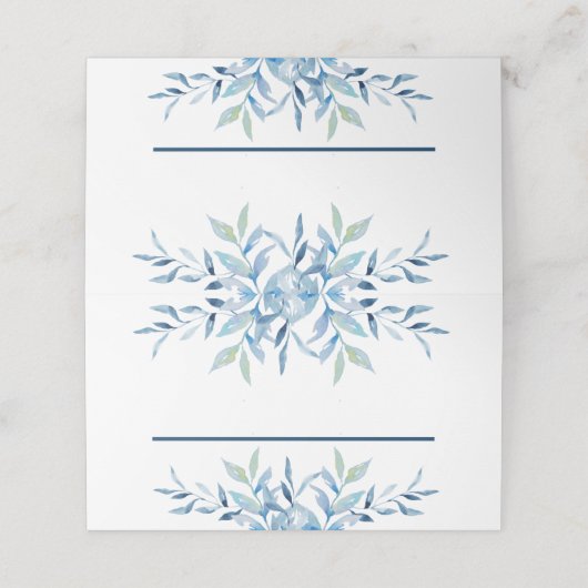 Blue Willow Branches Waterverf bruiloft Plaatskaartje (Buitenkant ongevouwen)