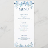 Blue Willow Branches Waterverf huwelijksreceptie Menu (Voorkant)