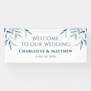 Blue Willow Branches, Waterverf Wedding Reception Spandoek