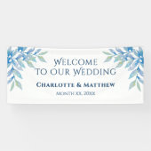 Blue Willow Branches, Waterverf Wedding Reception Spandoek (Horizontaal)