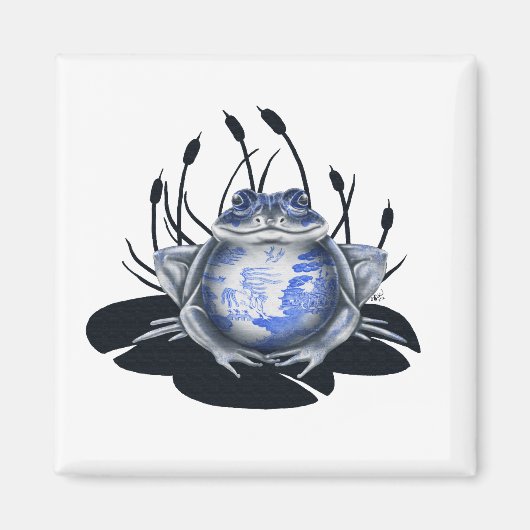 Blue Willow Bull kikkermagneet Magneet (Voorkant)