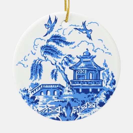 Blue Willow China Blue & White Ornament (Voorkant)